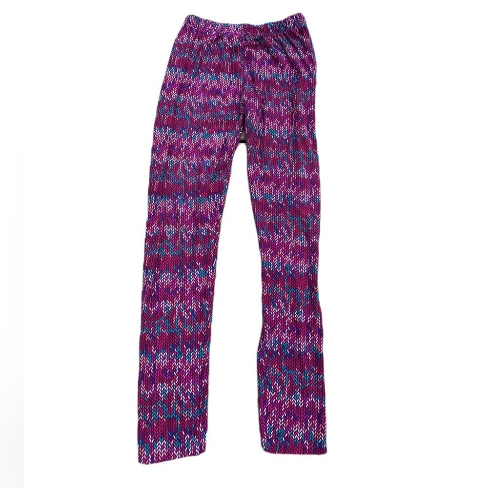 💜 Sweet legs Patterned Leggings- One Size Fits Most - Purple Teal Pink Zigzag